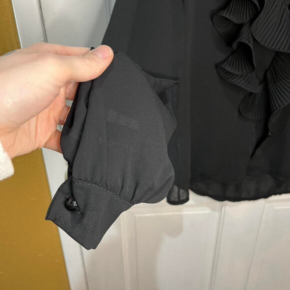 Black sheer long sleeve blouse - Picture 2 of 4